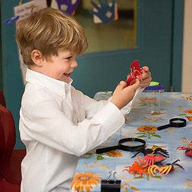 child in primary school classroom